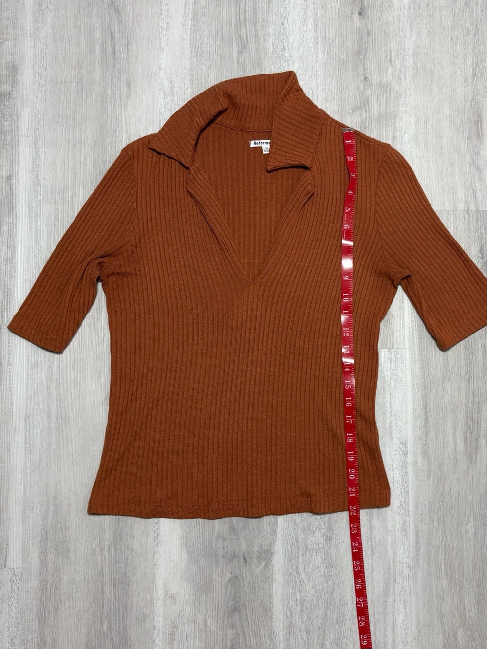 Reformation Chestnut Thomas Knit Ribbed Top Size Medium - Picture 10 of 10